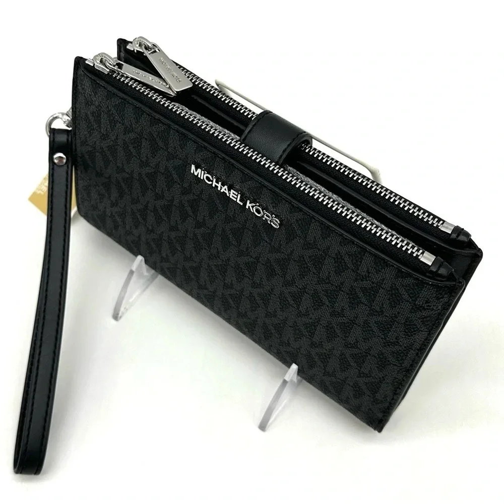 Michael Kors Large Double Zip Wallet Wristlet Black